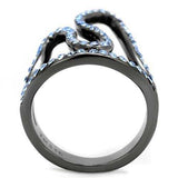 TK2695 - IP Light Black (IP Gun) Stainless Steel Ring with Top Grade Crystal in Aquamarine - Alamode - Flyclothing LLC