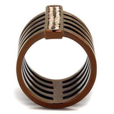 TK2697 - IP Coffee light Stainless Steel Ring with Top Grade Crystal in Light Coffee - Alamode - Flyclothing LLC