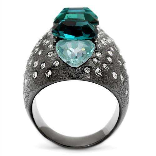 TK2698 - IP Light Black (IP Gun) Stainless Steel Ring with Top Grade Crystal in Multi Color - Alamode - Flyclothing LLC