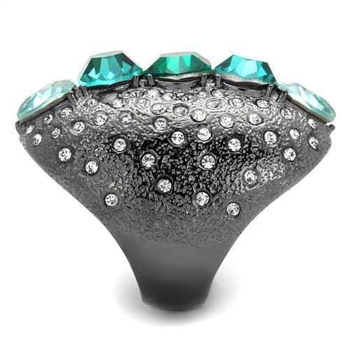 TK2698 - IP Light Black (IP Gun) Stainless Steel Ring with Top Grade Crystal in Multi Color - Alamode - Flyclothing LLC