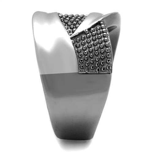 TK2700 - Two Tone IP Light Black (IP Gun) Stainless Steel Ring with No Stone - Alamode - Flyclothing LLC