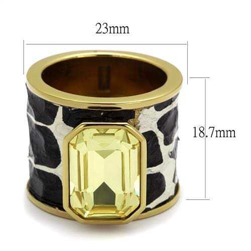TK2701 - IP Gold(Ion Plating) Stainless Steel Ring with Top Grade Crystal in Citrine Yellow - Alamode - Flyclothing LLC