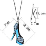 TK2704 - IP Light Black (IP Gun) Stainless Steel Chain Pendant with Top Grade Crystal in Aquamarine - Alamode - Flyclothing LLC