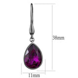 TK2705 - IP Light Black (IP Gun) Stainless Steel Earrings with Top Grade Crystal in Fuchsia - Alamode - Flyclothing LLC