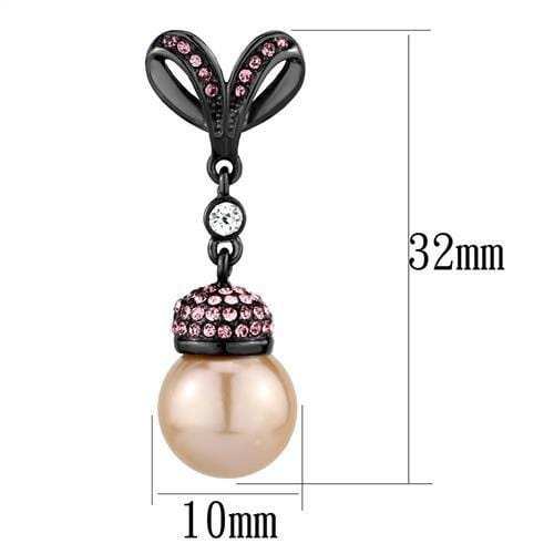 TK2710 - IP Light Black (IP Gun) Stainless Steel Earrings with Synthetic Pearl in Rose - Alamode - Flyclothing LLC