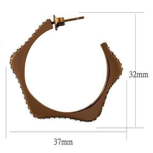 TK2714 - IP Coffee light Stainless Steel Earrings with Top Grade Crystal in Clear - Alamode - Flyclothing LLC