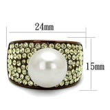 TK2715 - IP Coffee light Stainless Steel Ring with Synthetic Pearl in White - Alamode - Flyclothing LLC