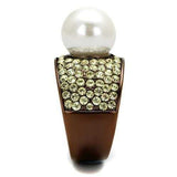 TK2715 - IP Coffee light Stainless Steel Ring with Synthetic Pearl in White - Alamode - Flyclothing LLC