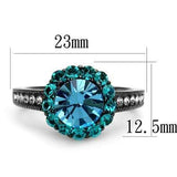 TK2716 - IP Light Black (IP Gun) Stainless Steel Ring with Top Grade Crystal in Sea Blue - Alamode - Flyclothing LLC