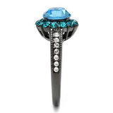 TK2716 - IP Light Black (IP Gun) Stainless Steel Ring with Top Grade Crystal in Sea Blue - Alamode - Flyclothing LLC