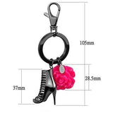 TK2718 - IP Light Black (IP Gun) Stainless Steel Key Ring with Synthetic Synthetic Stone in Rose - Alamode - Flyclothing LLC