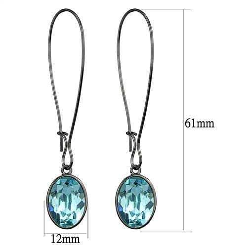 TK2720 - IP Light Black (IP Gun) Stainless Steel Earrings with Top Grade Crystal in Sea Blue - Alamode - Flyclothing LLC