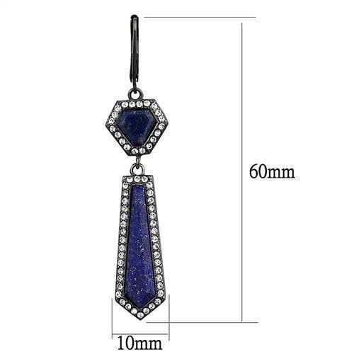 TK2723 - IP Light Black (IP Gun) Stainless Steel Earrings with Precious Stone Lapis in Montana - Alamode - Flyclothing LLC