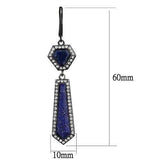 TK2723 - IP Light Black (IP Gun) Stainless Steel Earrings with Precious Stone Lapis in Montana - Alamode - Flyclothing LLC