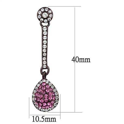 TK2724 - IP Dark Brown (IP coffee) Stainless Steel Earrings with Top Grade Crystal in Rose - Alamode - Flyclothing LLC