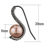 TK2728 - IP Light Black (IP Gun) Stainless Steel Earrings with Synthetic Pearl in Light Peach - Alamode - Flyclothing LLC