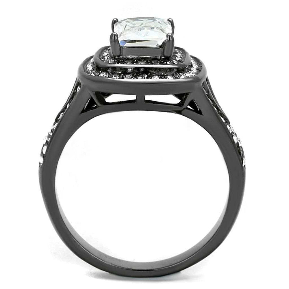 TK2731 - IP Light Black (IP Gun) Stainless Steel Ring with AAA Grade CZ in Clear - Alamode - Flyclothing LLC