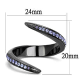 TK2732 - IP Light Black (IP Gun) Stainless Steel Ring with Top Grade Crystal in Tanzanite - Alamode - Flyclothing LLC