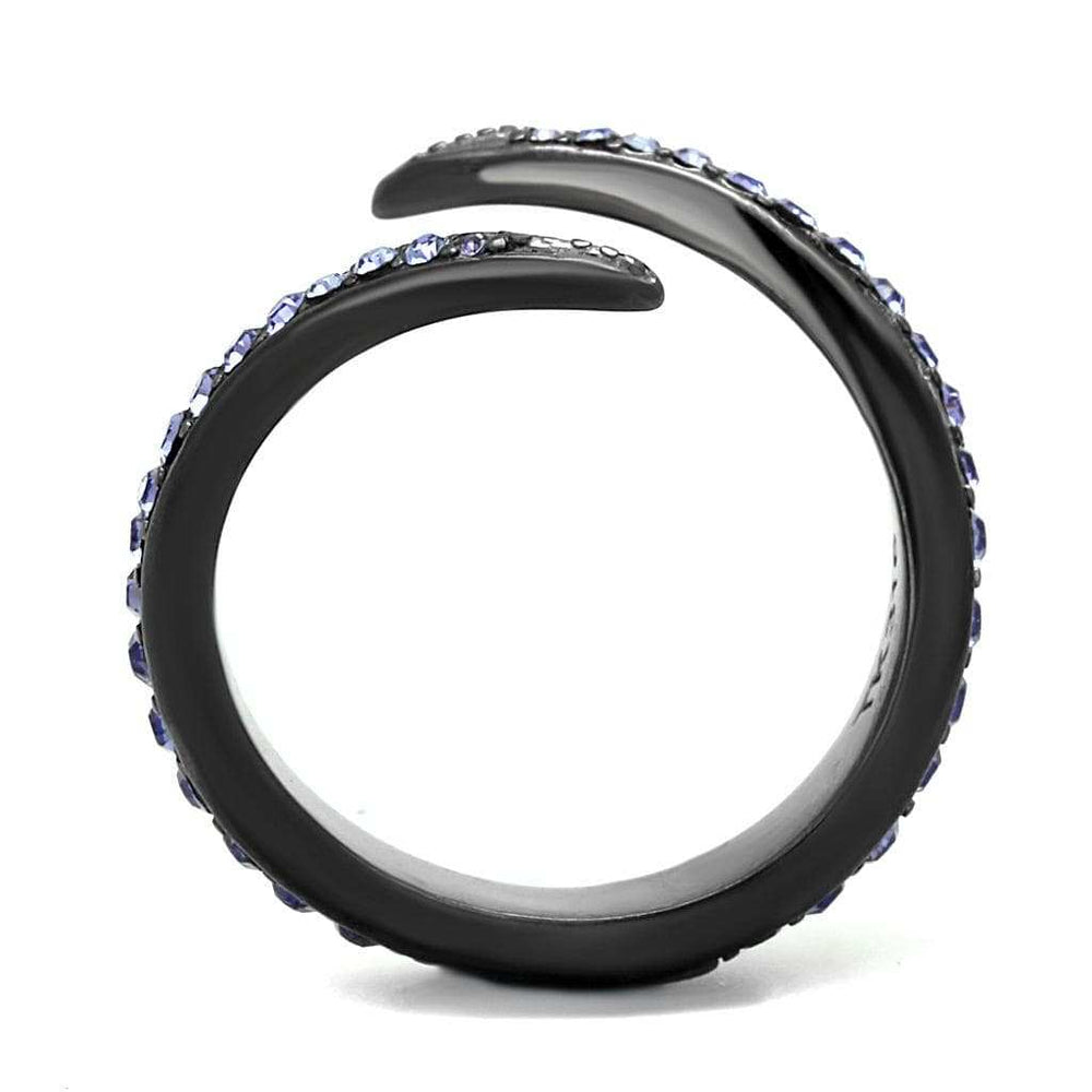 TK2732 - IP Light Black (IP Gun) Stainless Steel Ring with Top Grade Crystal in Tanzanite - Alamode - Flyclothing LLC