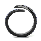TK2732 - IP Light Black (IP Gun) Stainless Steel Ring with Top Grade Crystal in Tanzanite - Alamode - Flyclothing LLC