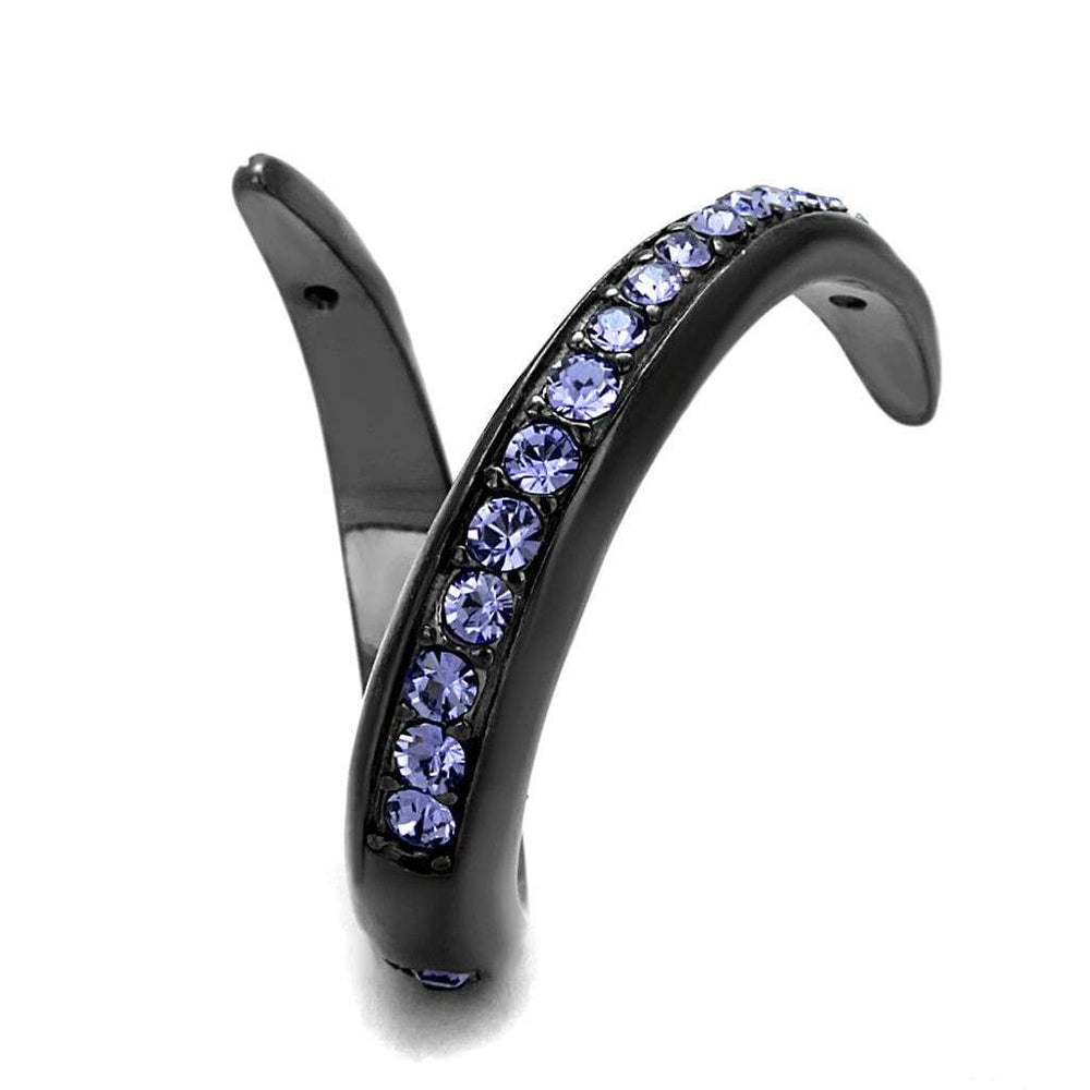 TK2732 - IP Light Black (IP Gun) Stainless Steel Ring with Top Grade Crystal in Tanzanite - Alamode - Flyclothing LLC