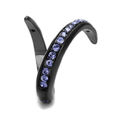 TK2732 - IP Light Black (IP Gun) Stainless Steel Ring with Top Grade Crystal in Tanzanite - Alamode - Flyclothing LLC