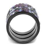 TK2734 - IP Light Black (IP Gun) Stainless Steel Ring with Top Grade Crystal in Multi Color - Alamode - Flyclothing LLC