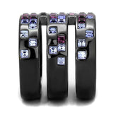 TK2734 - IP Light Black (IP Gun) Stainless Steel Ring with Top Grade Crystal in Multi Color - Alamode - Flyclothing LLC