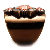 TK2735 - IP Coffee light Stainless Steel Ring with Top Grade Crystal in Rose - Alamode - Flyclothing LLC