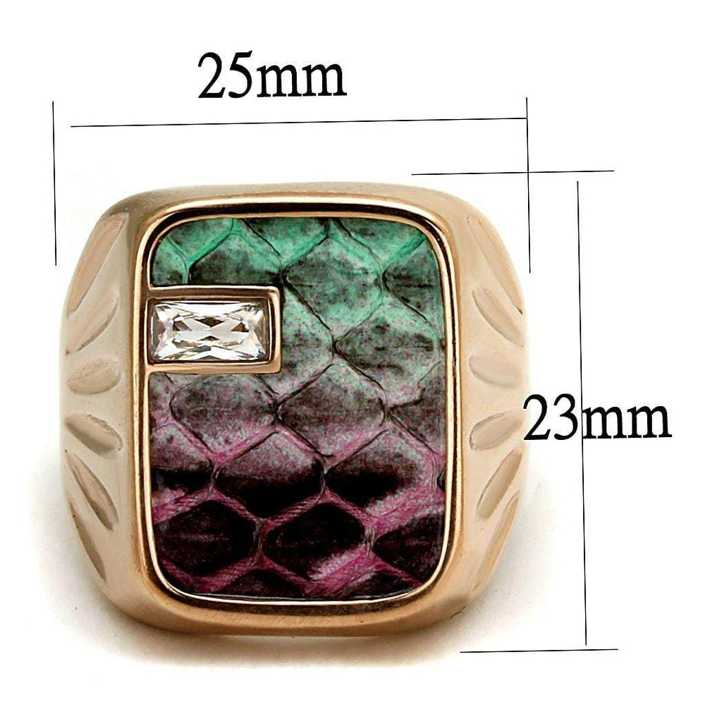 TK2737 - IP Rose Gold(Ion Plating) Stainless Steel Ring with Leather in Multi Color - Alamode - Flyclothing LLC