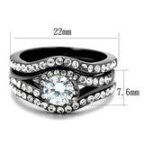 TK2739 - IP Light Black (IP Gun) Stainless Steel Ring with AAA Grade CZ in Clear - Alamode - Flyclothing LLC
