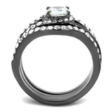 TK2739 - IP Light Black (IP Gun) Stainless Steel Ring with AAA Grade CZ in Clear - Alamode - Flyclothing LLC