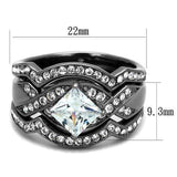 TK2741 - IP Light Black (IP Gun) Stainless Steel Ring with AAA Grade CZ in Clear - Alamode - Flyclothing LLC