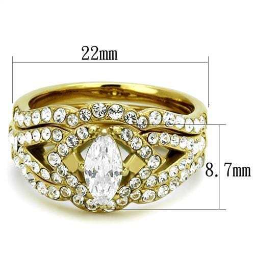 TK2743 - IP Gold(Ion Plating) Stainless Steel Ring with AAA Grade CZ in Clear - Alamode - Flyclothing LLC
