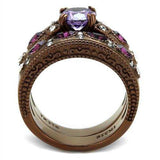 TK2746 - IP Coffee light Stainless Steel Ring with AAA Grade CZ in Amethyst - Alamode - Flyclothing LLC