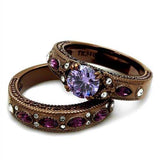 TK2746 - IP Coffee light Stainless Steel Ring with AAA Grade CZ in Amethyst - Alamode - Flyclothing LLC