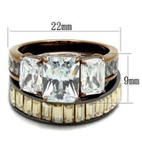 TK2747 - IP Light Black & IP Light coffee Stainless Steel Ring with AAA Grade CZ in Clear - Alamode - Flyclothing LLC