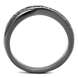TK2750 - IP Light Black (IP Gun) Stainless Steel Ring with Top Grade Crystal in Tanzanite - Alamode - Flyclothing LLC