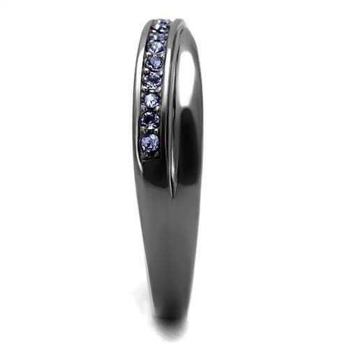 TK2750 - IP Light Black (IP Gun) Stainless Steel Ring with Top Grade Crystal in Tanzanite - Alamode - Flyclothing LLC