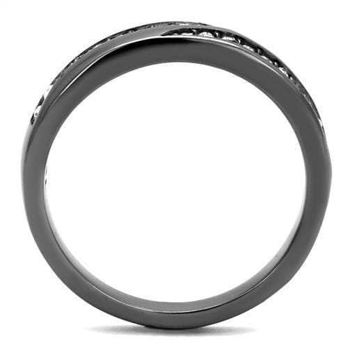 TK2751 - IP Light Black (IP Gun) Stainless Steel Ring with Top Grade Crystal in Clear - Alamode - Flyclothing LLC