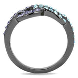 TK2752 - IP Light Black (IP Gun) Stainless Steel Ring with Top Grade Crystal in Tanzanite - Alamode - Flyclothing LLC