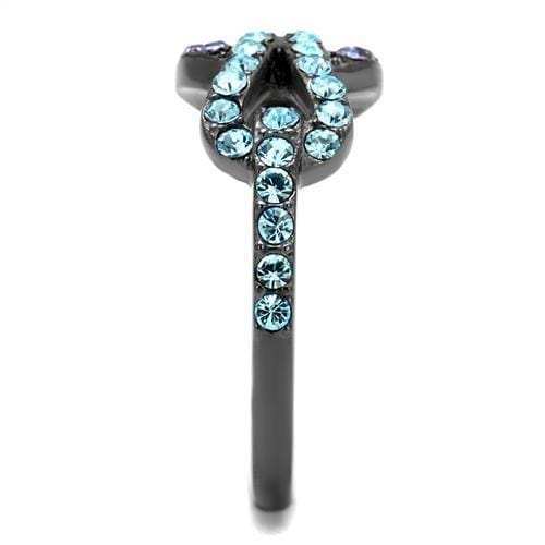 TK2752 - IP Light Black (IP Gun) Stainless Steel Ring with Top Grade Crystal in Tanzanite - Alamode - Flyclothing LLC