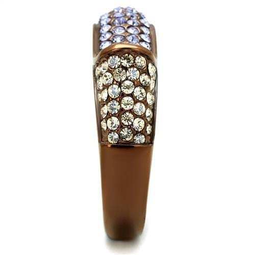 TK2754 - IP Coffee light Stainless Steel Ring with Top Grade Crystal in Multi Color - Alamode - Flyclothing LLC