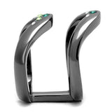 TK2757 - IP Light Black (IP Gun) Stainless Steel Ring with Top Grade Crystal in Multi Color - Alamode - Flyclothing LLC