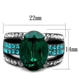 TK2759 - IP Light Black (IP Gun) Stainless Steel Ring with Top Grade Crystal in Emerald - Alamode - Flyclothing LLC