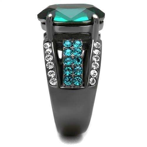 TK2759 - IP Light Black (IP Gun) Stainless Steel Ring with Top Grade Crystal in Emerald - Alamode - Flyclothing LLC