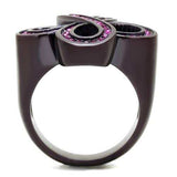 TK2763 - IP Dark Brown (IP coffee) Stainless Steel Ring with Top Grade Crystal in Fuchsia - Alamode - Flyclothing LLC