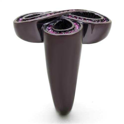 TK2763 - IP Dark Brown (IP coffee) Stainless Steel Ring with Top Grade Crystal in Fuchsia - Alamode - Flyclothing LLC