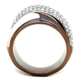 TK2765 - Two Tone IP Light Brown (IP Light coffee) Stainless Steel Ring with Top Grade Crystal in Clear - Alamode - Flyclothing LLC