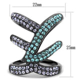 TK2766 - IP Light Black (IP Gun) Stainless Steel Ring with Top Grade Crystal in Multi Color - Alamode - Flyclothing LLC